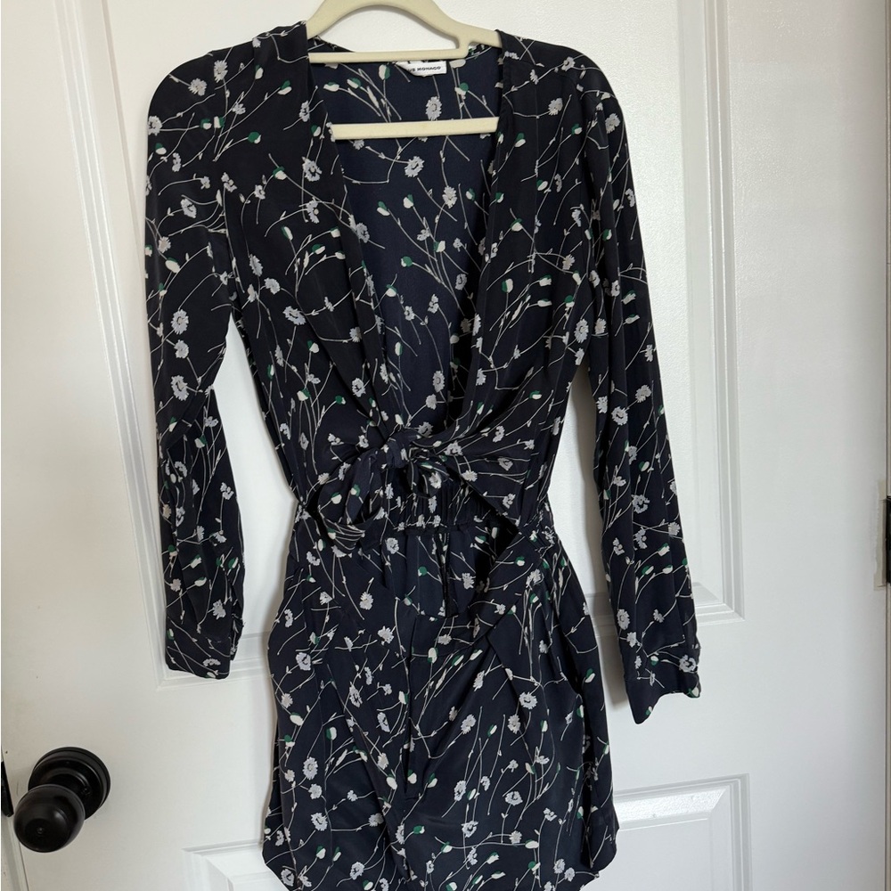 Club Monaco Blue Sheath Dress with Plunge Neckline